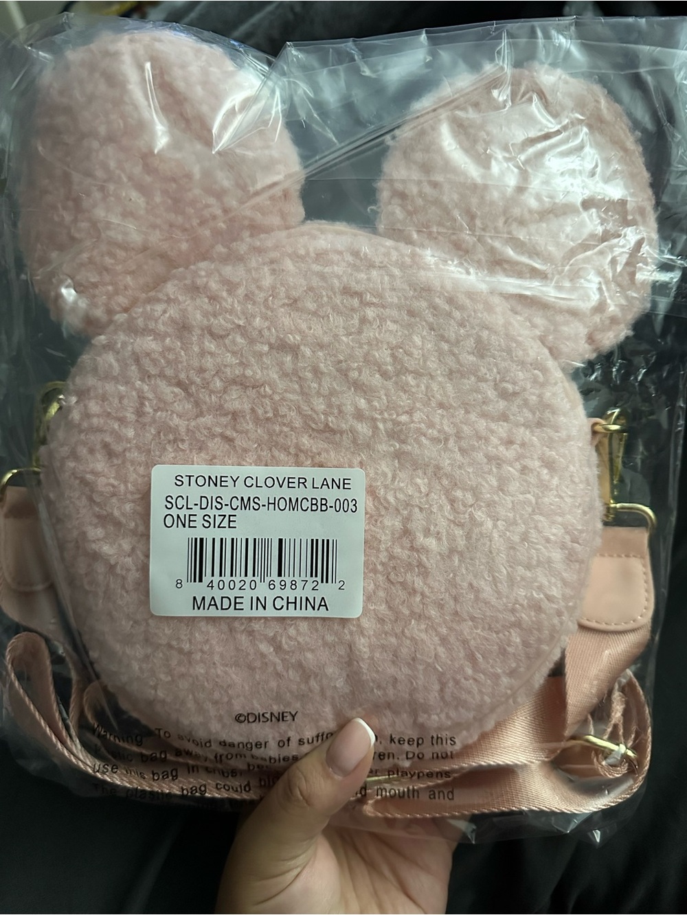 Stoney Clover Lane Pink Sherpa Minnie Ear Crossbody Bag - Picture 2 of 5
